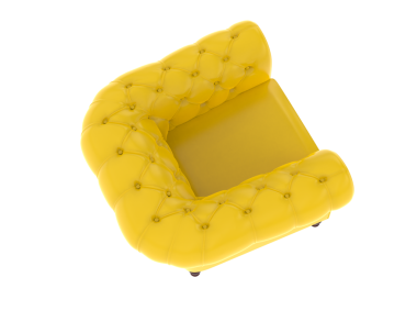 3 d rendering of a yellow chair isolated on white background