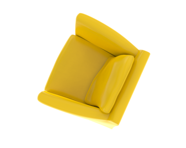 yellow sofa isolated on white background. 3 d illustration