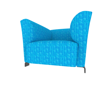 armchair with blue leather.