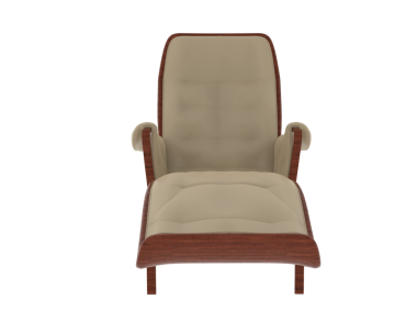 brown leather armchair with a white legs isolated on a white background.