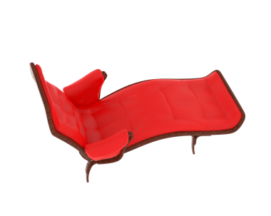 3 d rendering of a red leather chair on a white background