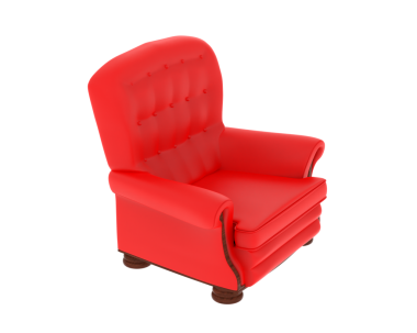 Beyaz arka planda kırmızı deri kanepe..