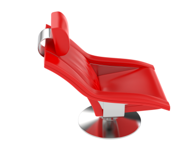 Beyaz arkaplanda kırmızı sandalye izole edildi