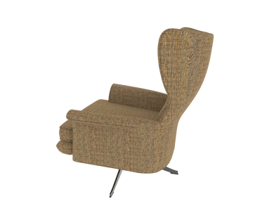 armchair with brown fabric isolated on a white background