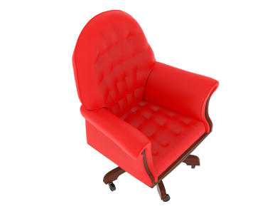 red leather armchair with red leather. isolated on white background. 3 d rendering.