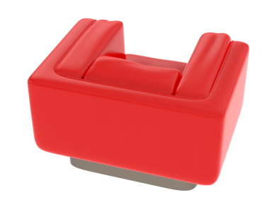 3 d rendering of a red chair isolated in white