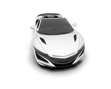Beyaz arka planda 3 boyutlu lüks beyaz spor araba..