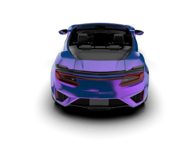 Beyaz arka planda izole edilmiş modern bir spor arabanın 3 boyutlu çizimi