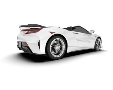 Arka planda beyaz lüks bir araba. 3d oluşturma