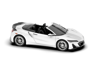 Şeffaf arkaplanda izole edilmiş beyaz spor araba simgesinin gerçekçi vektör çizimi.