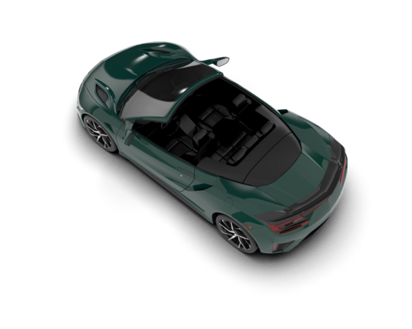 Siyah arka planı olan yeşil bir araba..