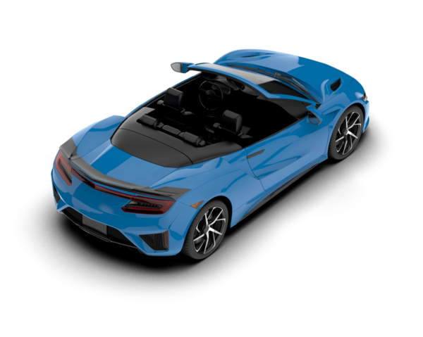 Mavi araba beyaz arka planda izole edilmiş.