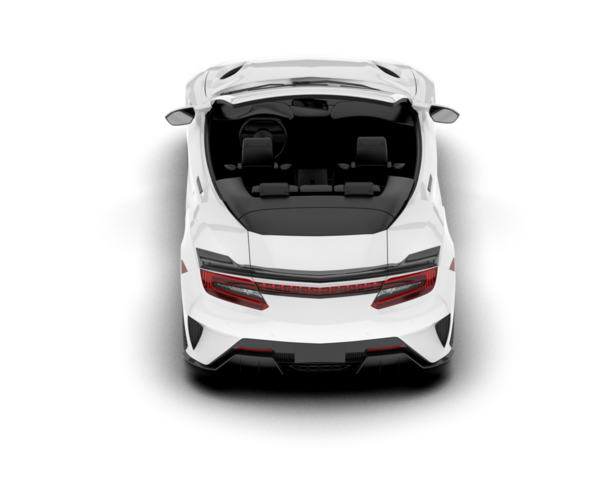 Beyaz arka planda izole edilmiş beyaz modern spor araba