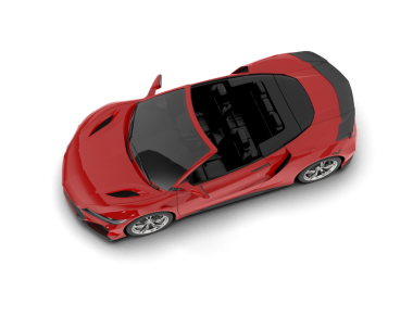 Kırmızı araba siyah arka planda izole edilmiş.