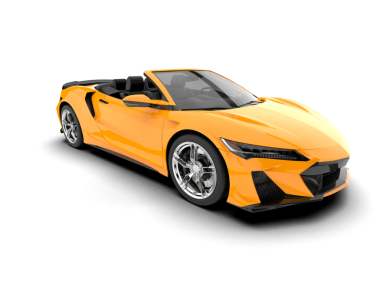 Siyah arka planda izole edilmiş turuncu bir arabanın 3 boyutlu görüntüsü
