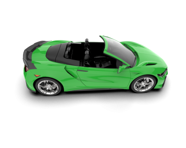 Siyah yüzeyi olan yeşil bir araba. 3 Boyutlu Hazırlama