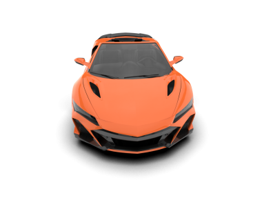 Turuncu spor yarışları beyaz arka planda izole edilmiş. 3D görüntüleme. ön görünüm.