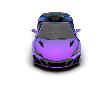 Koyu arkaplanda bir arabanın 3 boyutlu görüntüsü.