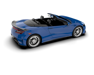 Beyaz üzerine siyah üstü açık mavi araba.