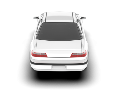 Beyaz arka planda izole edilmiş beyaz modern araba. yan görünüm.