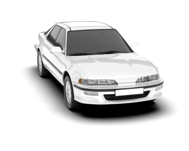 Beyaz arka planda beyaz bir araba. Arkası gölgeli..