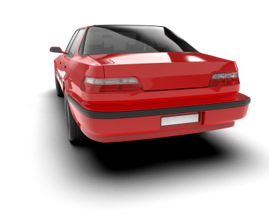 Kırmızı araba. Beyaz arka planda izole edilmiş. 3d oluşturma