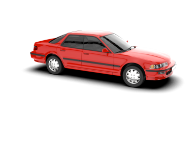 Kırmızı araba beyazda izole edilmiş. 3d illüstrasyon