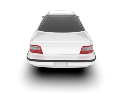 Beyaz arka planda beyaz, modern araba, 3 boyutlu.