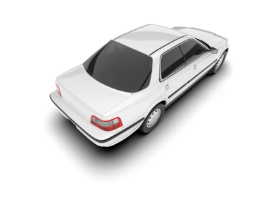 Beyaz arka planda izole edilmiş beyaz modern araba, 3 boyutlu görüntüleme