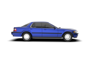 Beyaz arka planda mavi spor araba. 3 boyutlu resimleme