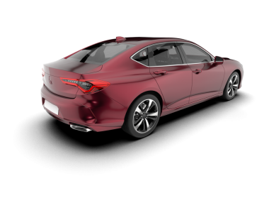 Beyaz arka planda kırmızı araba. 3 Boyutlu Hazırlama.