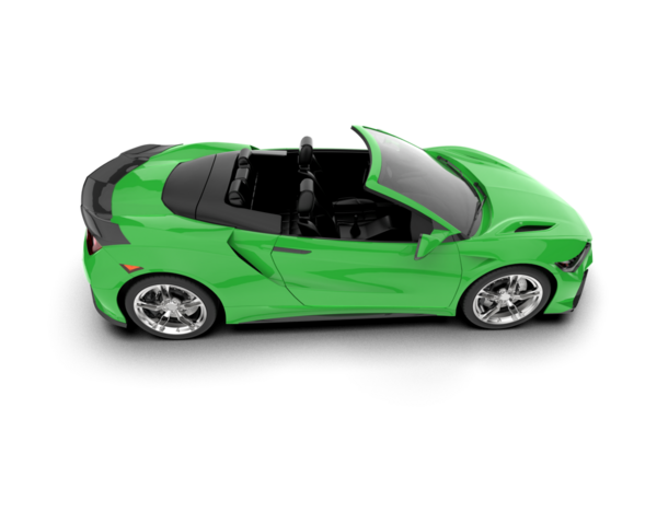 Siyah yüzeyi olan yeşil bir araba. 3 Boyutlu Hazırlama