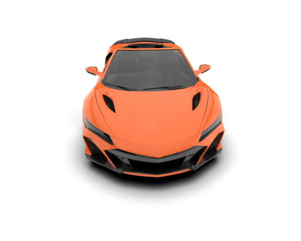 Turuncu spor yarışları beyaz arka planda izole edilmiş. 3D görüntüleme. ön görünüm.