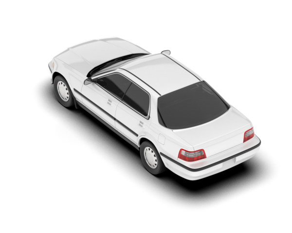 Gri arka planda gölgeli beyaz modern bir araba. yan görünüm.