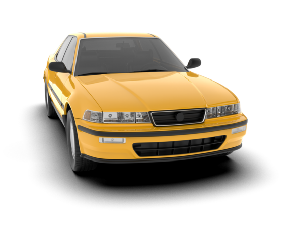 Sarı araba çizimi beyaz arkaplanda izole edildi