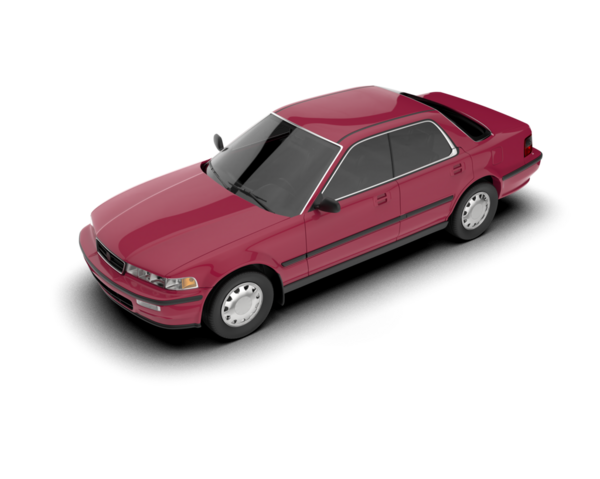 Kırmızı araba beyazda izole edilmiş. 3d oluşturma