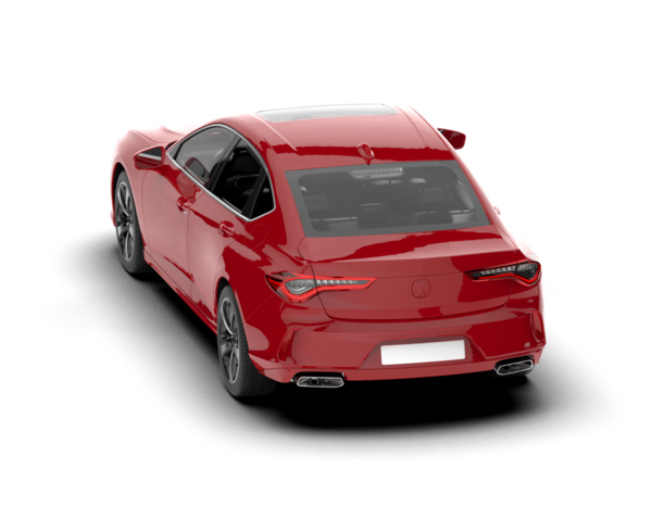 Beyaz arka plan üzerinde izole kırmızı modern otomobil