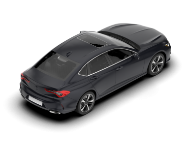 Uzun gölgeli siyah lüks bir araba. 3d oluşturma