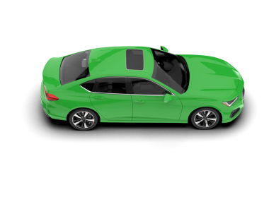 Modern yeşil sedan araba beyaz arka planda izole edilmiş. 3d illüstrasyon