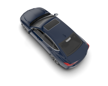 Beyaz arka planda bir araba, izole edilmiş. Yüksek kalite çizim. 3D görüntüleme, yüksek kalite resimleme, büyütülmüş parçalar