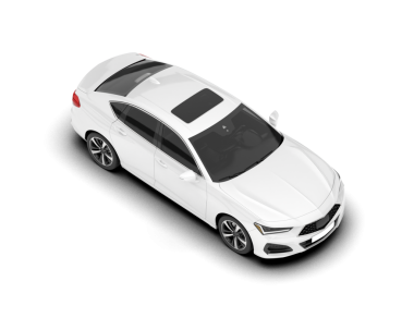 Beyaz arka planda izole edilmiş beyaz lüks bir araba. 3d oluşturma