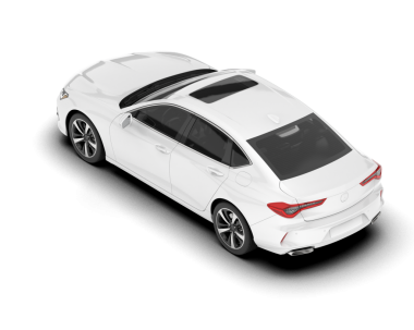 Lüks bir arabanın gerçekçi beyaz arka görüntüsü