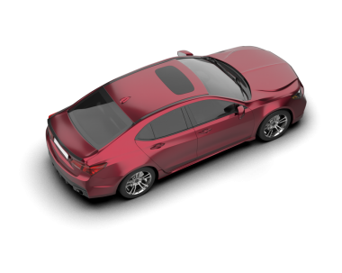 Gri üzerine modern kırmızı sedan araba