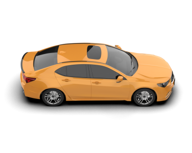 turuncu sedan araba gri arka planda izole edildi