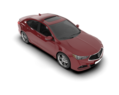 Kırmızı bir arabanın 3 boyutlu çizimi.