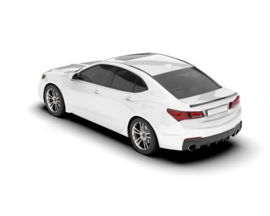 Gri arka planda modern beyaz lüks araba. 3D görüntüleme - illüstrasyon