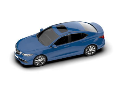 Arka planda mavi Sedan arabası var. 3d görüntüleme - illüstrasyon