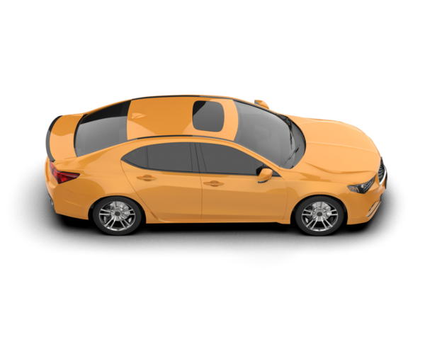 turuncu sedan araba gri arka planda izole edildi
