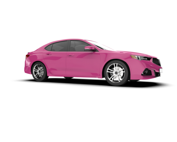 Beyaz arka planda pembe spor araba.