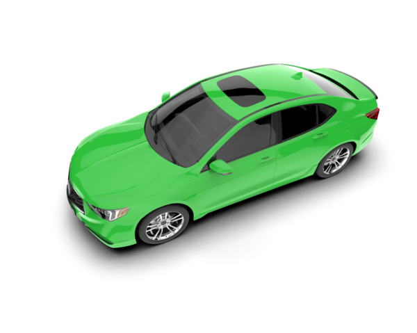 3 boyutlu markalı, jenerik yeşil bir araba.